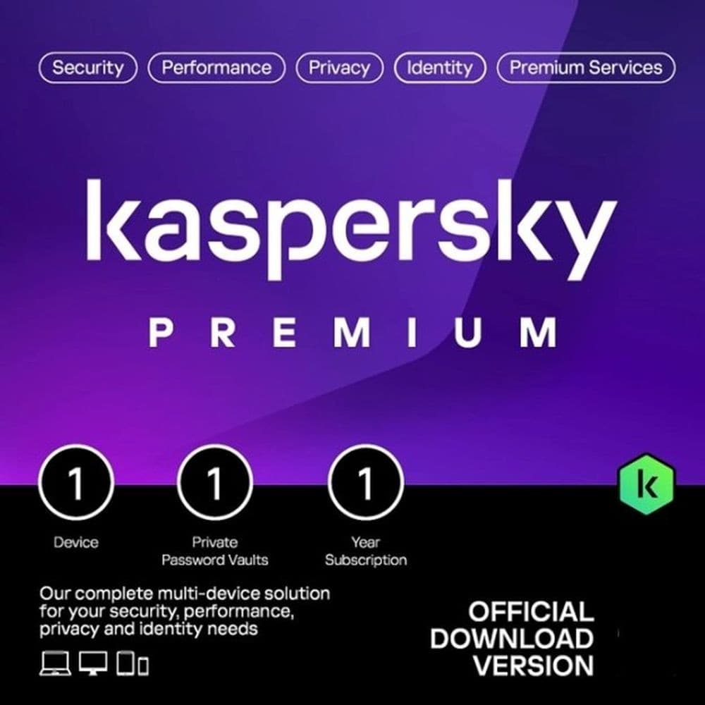 KASPERSKY PREMIUM  PC / MAC / ANDROID/ IOS -1 ANNO- 1 DISPOSITIVO