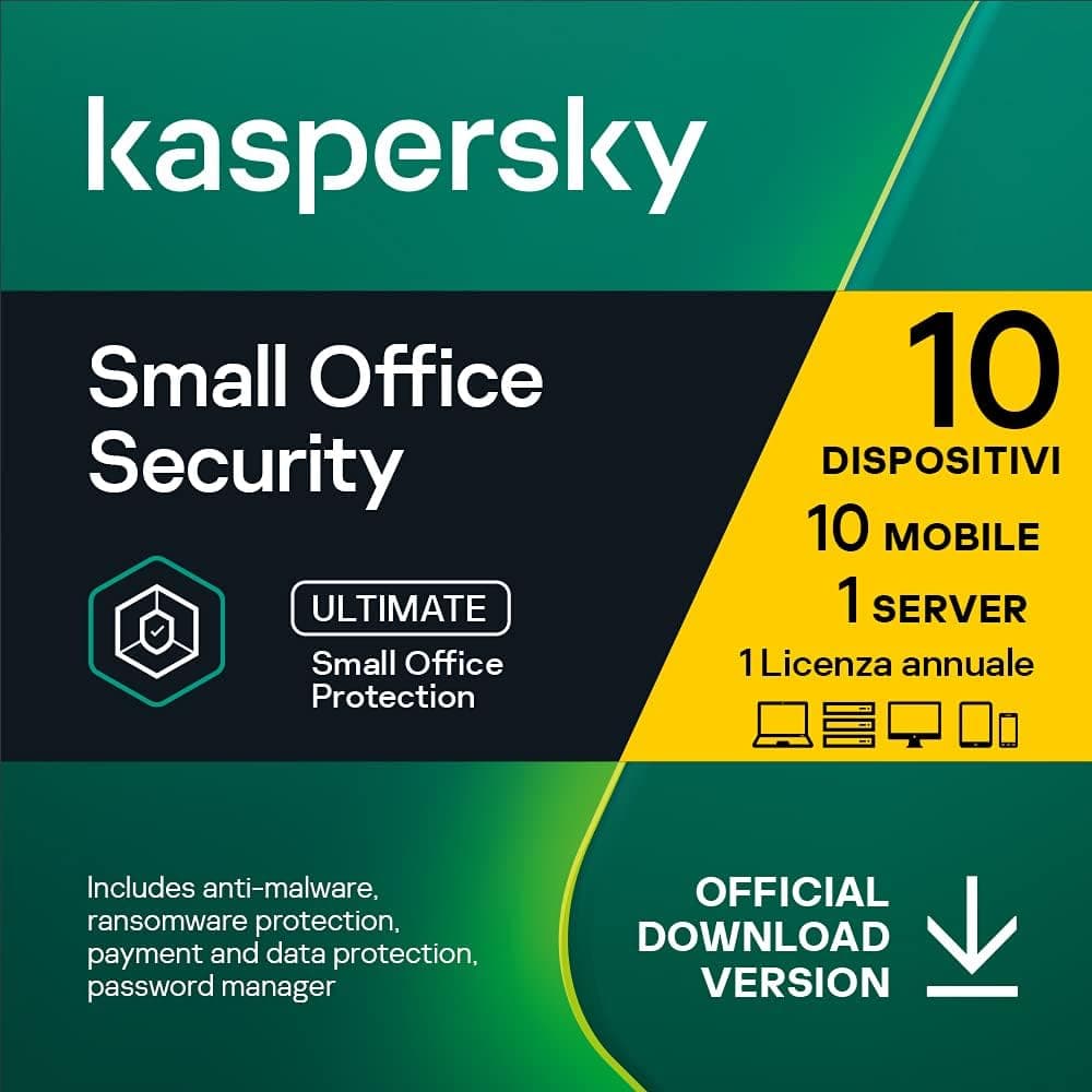 KASPERSKY SMALL OFFICE SECURITY 2024 - PC / MAC / ANDROID/ IOS-10 UTENTI- 1 SERVER - 1 ANNO