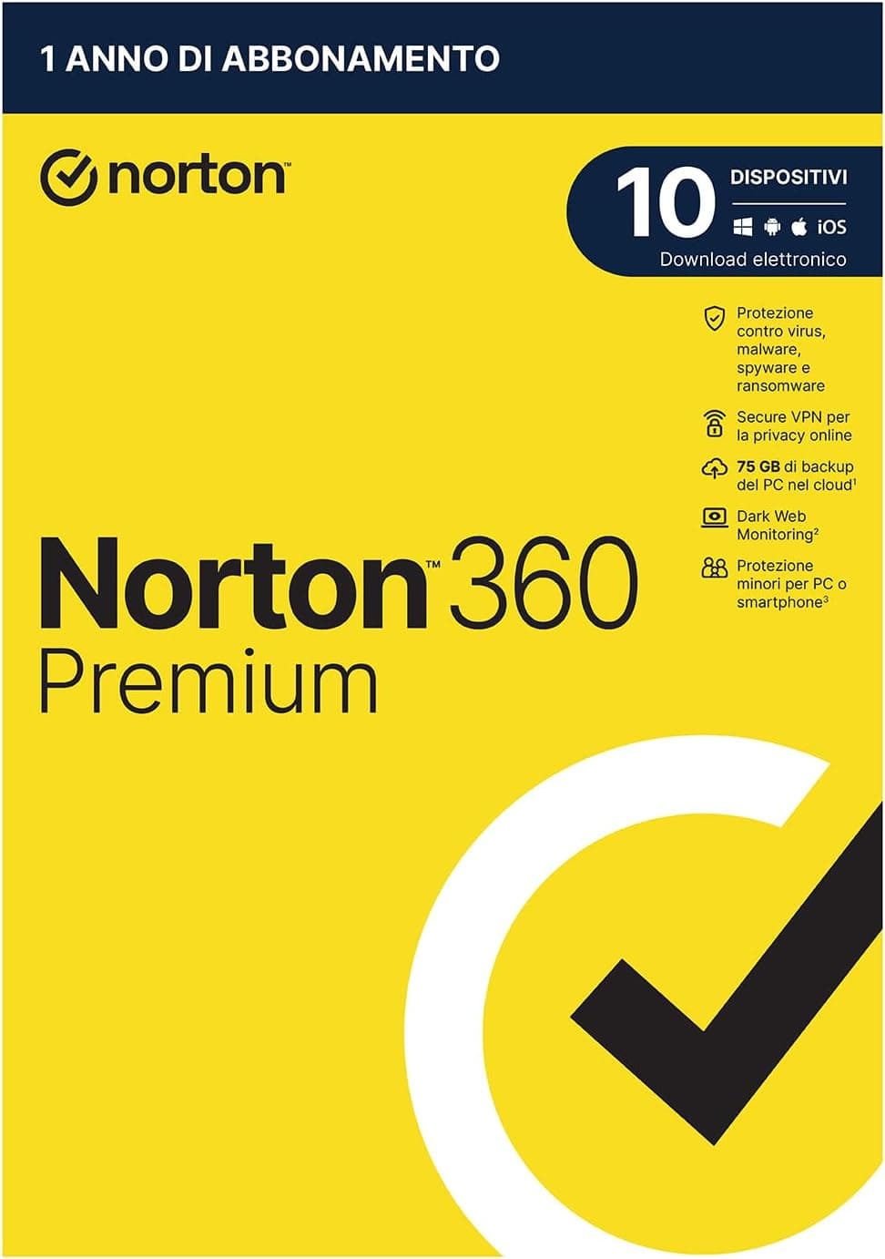 Norton 360 Premium 2022 - PC / MAC / ANDROID / IOS-1 ANNO- 10 Pc