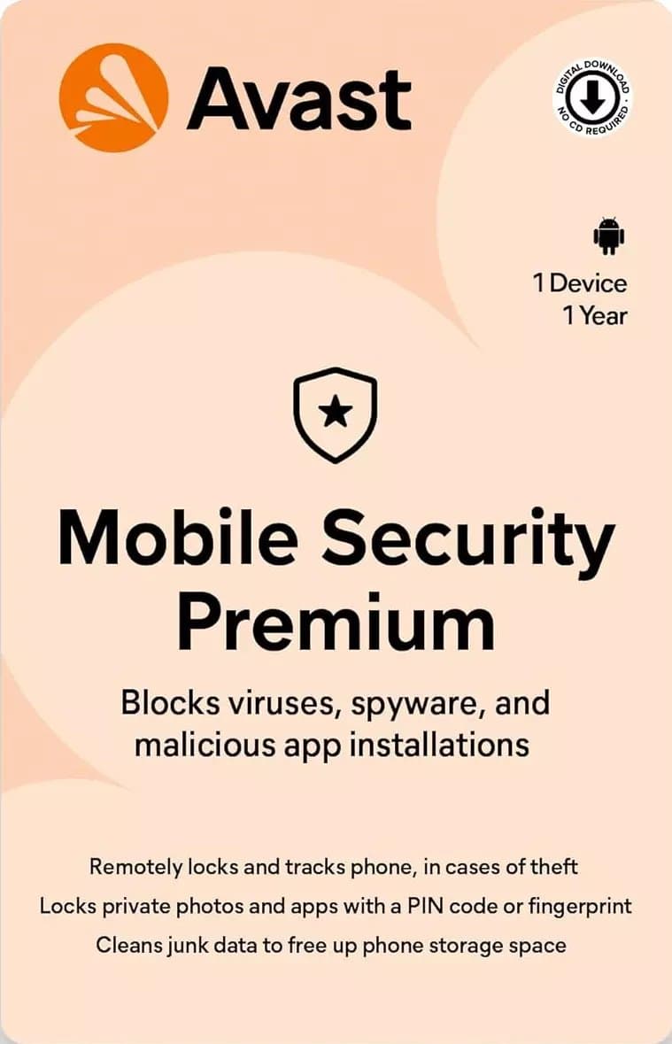AVAST Mobile Security Premium per Android 2019-2025 1 dispositivo 1 anno